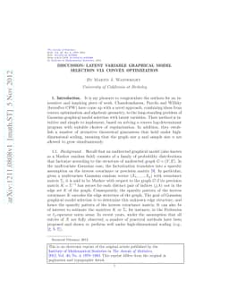 Discussion: Latent variable graphical model selection via convex
  optimization