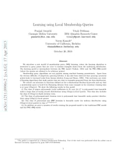 Learning using Local Membership Queries
