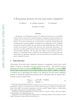 A Riemannian geometry for low-rank matrix completion
