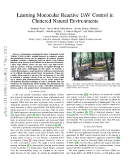 Learning Monocular Reactive UAV Control in Cluttered Natural
  Environments