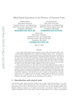Blind Signal Separation in the Presence of Gaussian Noise