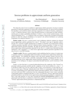 Inverse problems in approximate uniform generation