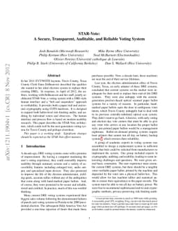 STAR-Vote: A Secure, Transparent, Auditable, and Reliable Voting System