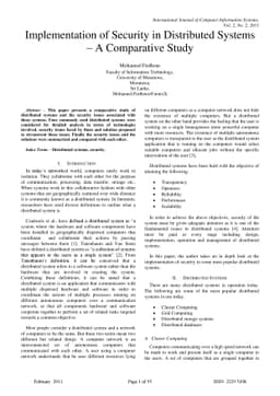 Implementation of Security in Distributed Systems - A Comparative Study