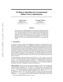 No-Regret Algorithms for Unconstrained Online Convex Optimization