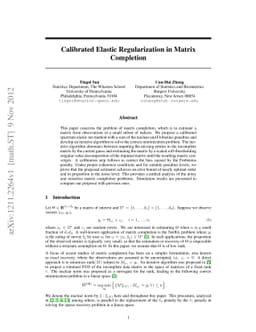 Calibrated Elastic Regularization in Matrix Completion
