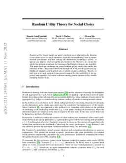Random Utility Theory for Social Choice