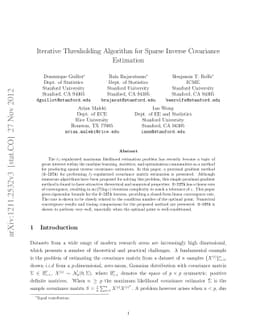 Iterative Thresholding Algorithm for Sparse Inverse Covariance
  Estimation