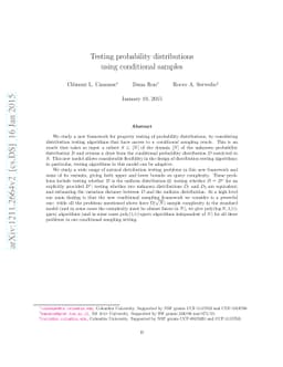 Testing probability distributions using conditional samples