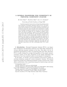 A General Framework For Consistency of Principal Component Analysis