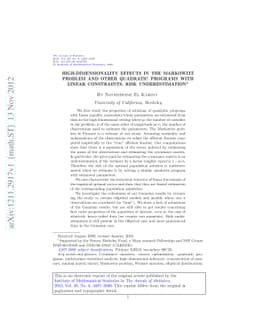 High-dimensionality effects in the Markowitz problem and other quadratic
  programs with linear constraints: Risk underestimation