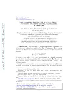 Nonparametric estimate of spectral density functions of sample
  covariance matrices: A first step
