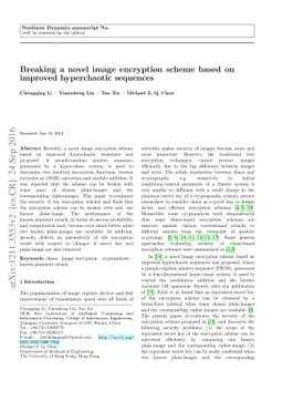 Breaking a novel image encryption scheme based on improved hyperchaotic
  sequences