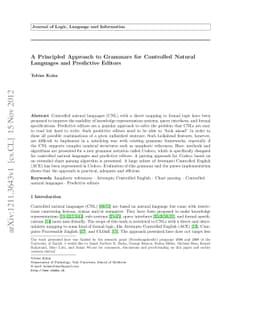 A Principled Approach to Grammars for Controlled Natural Languages and
  Predictive Editors