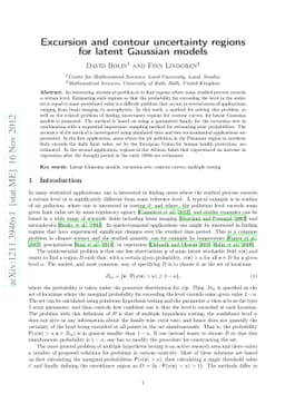 Excursion and contour uncertainty regions for latent Gaussian models