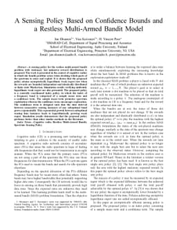A Sensing Policy Based on Confidence Bounds and a Restless Multi-Armed
  Bandit Model