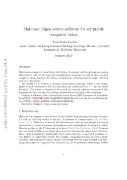 Mahotas: Open source software for scriptable computer vision