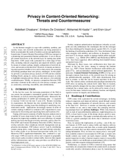 Privacy in Content-Oriented Networking: Threats and Countermeasures