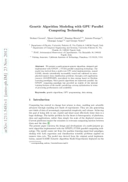 Genetic Algorithm Modeling with GPU Parallel Computing Technology