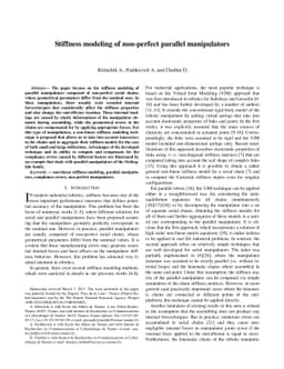 Stiffness modeling of non-perfect parallel manipulators