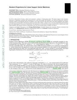 Random Projections for Linear Support Vector Machines