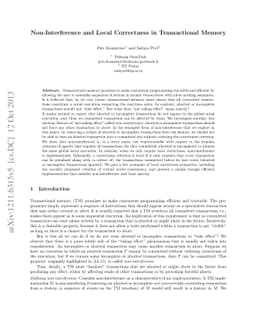 Non-Interference and Local Correctness in Transactional Memory