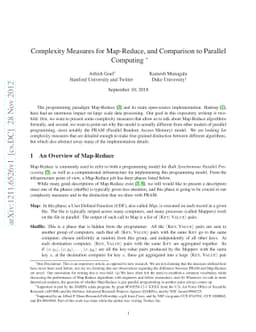 Complexity Measures for Map-Reduce, and Comparison to Parallel Computing