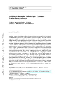 Multi-Target Regression via Input Space Expansion: Treating Targets as
  Inputs