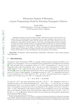 Robustness Analysis of Hottopixx, a Linear Programming Model for
  Factoring Nonnegative Matrices