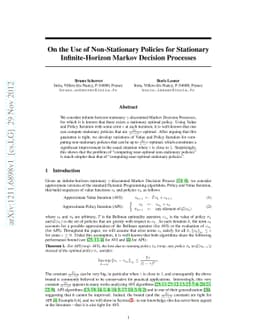 On the Use of Non-Stationary Policies for Stationary Infinite-Horizon
  Markov Decision Processes