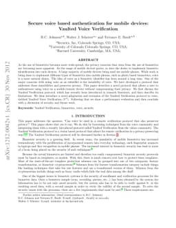 Secure voice based authentication for mobile devices: Vaulted Voice
  Verification