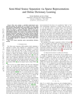 Semi-blind Source Separation via Sparse Representations and Online
  Dictionary Learning