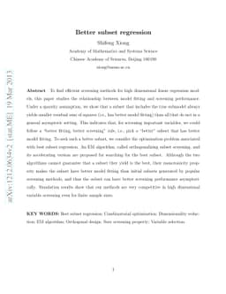 Better subset regression