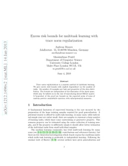 Excess risk bounds for multitask learning with trace norm regularization
