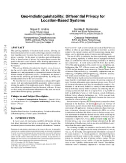 Geo-Indistinguishability: Differential Privacy for Location-Based
  Systems