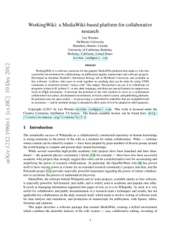 WorkingWiki: a MediaWiki-based platform for collaborative research