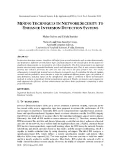 Mining Techniques in Network Security to Enhance Intrusion Detection
  Systems