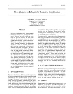 New Advances in Inference by Recursive Conditioning
