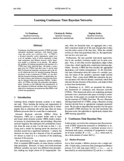 Learning Continuous Time Bayesian Networks