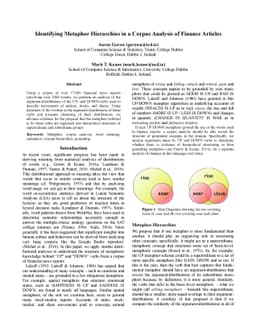 Identifying Metaphor Hierarchies in a Corpus Analysis of Finance
  Articles