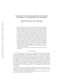 Evolution of Plastic Learning in Spiking Networks via Memristive
  Connections