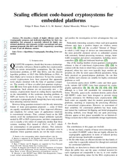 Scaling efficient code-based cryptosystems for embedded platforms