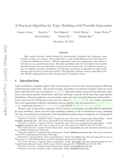 A Practical Algorithm for Topic Modeling with Provable Guarantees