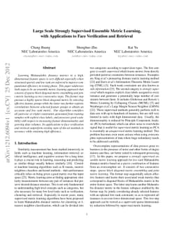 Large Scale Strongly Supervised Ensemble Metric Learning, with
  Applications to Face Verification and Retrieval