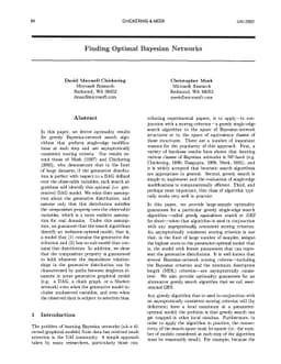 Finding Optimal Bayesian Networks