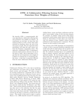 CFW: A Collaborative Filtering System Using Posteriors Over Weights Of
  Evidence