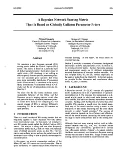 A Bayesian Network Scoring Metric That Is Based On Globally Uniform
  Parameter Priors
