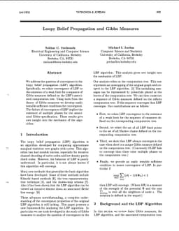 Loopy Belief Propogation and Gibbs Measures