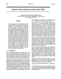Inductive Policy Selection for First-Order MDPs