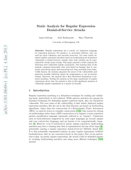 Static Analysis for Regular Expression Denial-of-Service Attacks